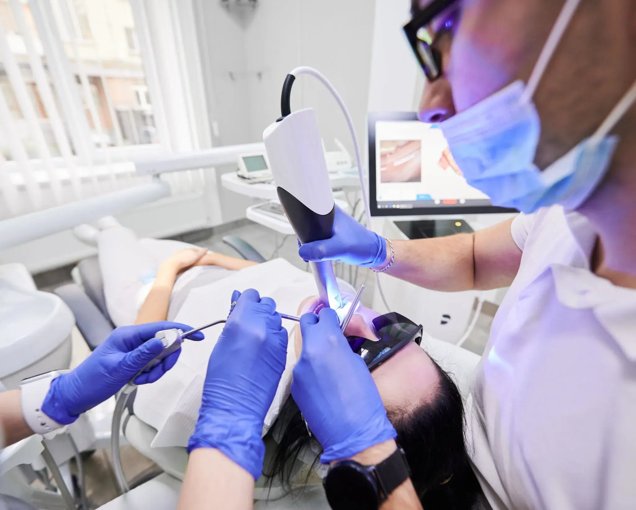 Modern dental instruments setup